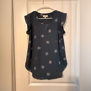 LOFT Women's Dark Blue Floral Blouse